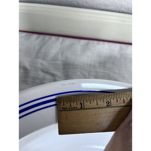 Pottery Barn Catch of the Day Serving Bowl Blue White Stripe 13" - Picture 3 of 7